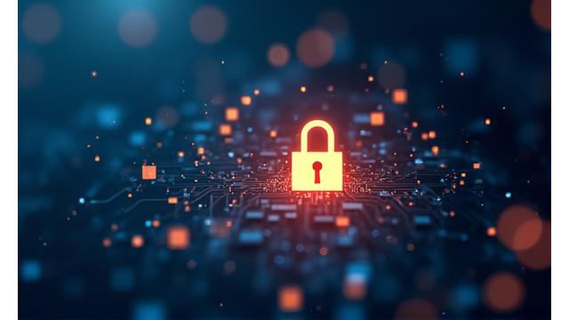 Secure online payment graphic with padlock icon and credit cards, representing transaction security.